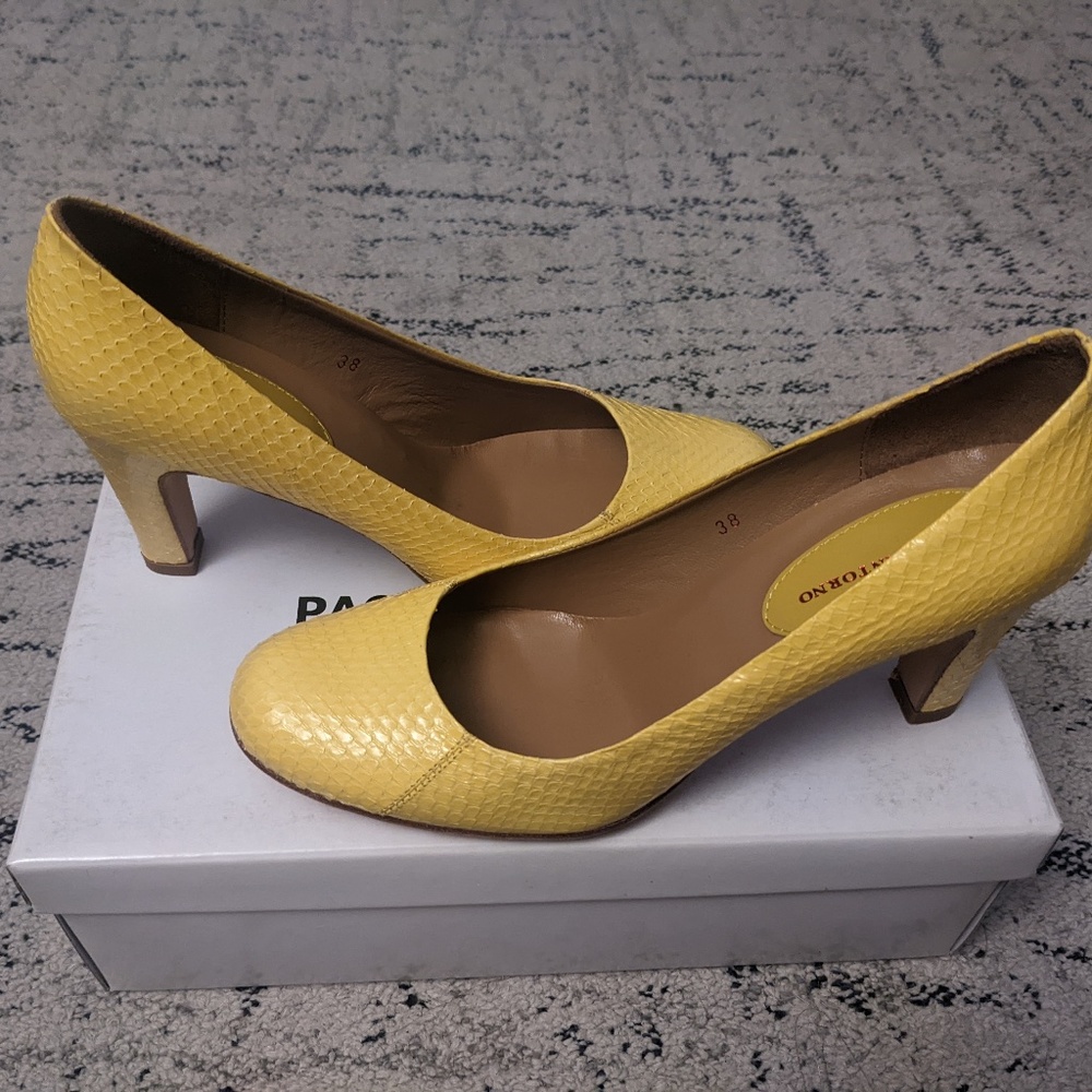 Italian Leather Yellow Pumps - European Size 38